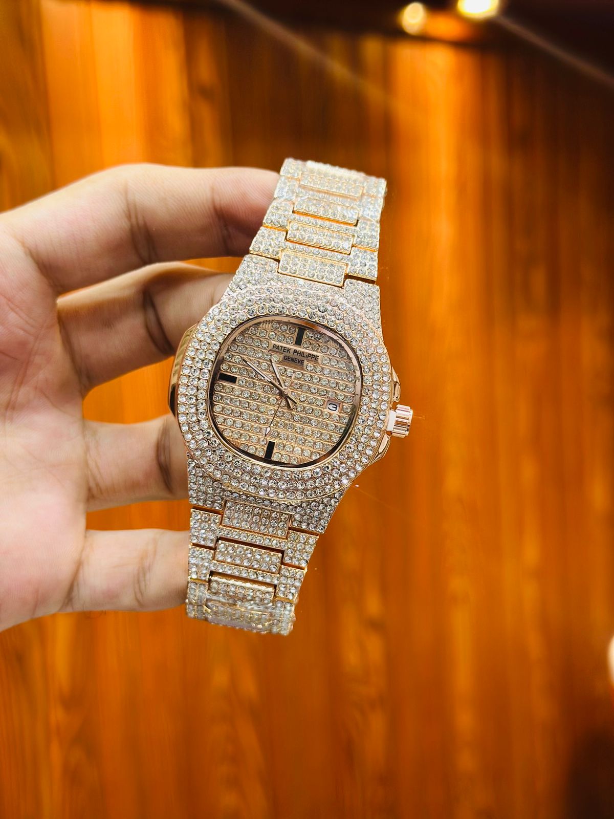 Patek Philippe Geneve Nautilus Ice Model – Luxury Watch with Full Stones